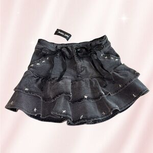 Sold 🎀 NWT Grey Ruffled Mini Skirt w/ Star Studs | Pleated Denim Skirt Hot Topic